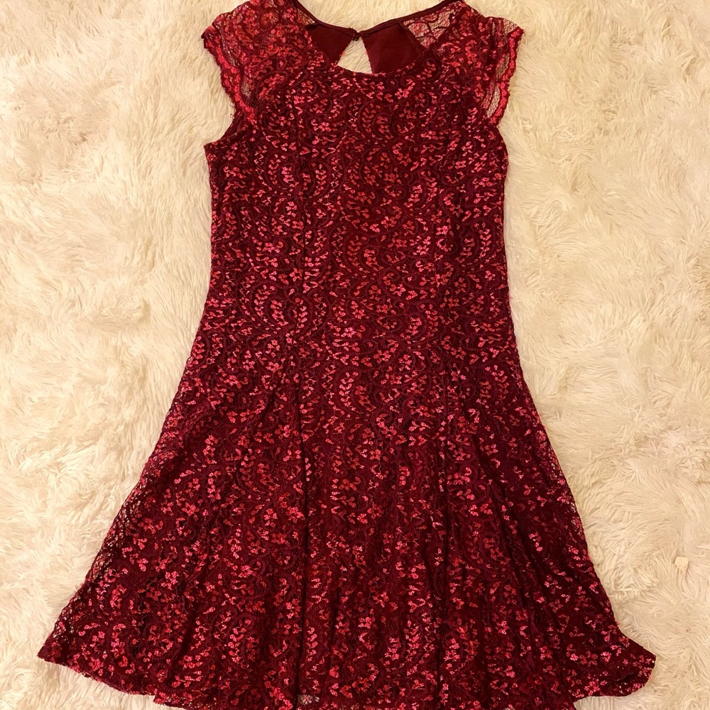 Maroon Red Shimmer Party Dress
